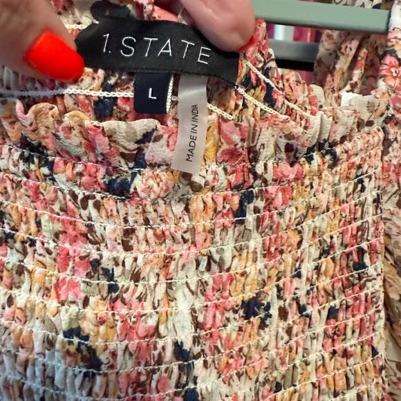 1. State Multicolor Smocked dress preloved size large - Picture 2 of 3